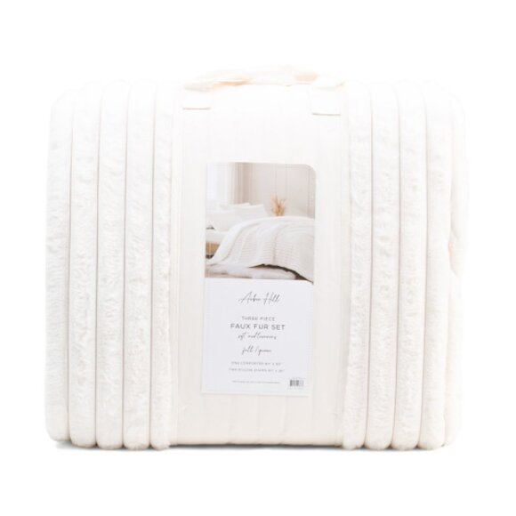 AUBIN HILL Ivory Faux Fur Comforter Set - Picture 3 of 3